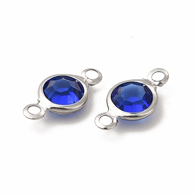 304 Stainless Steel with Glass Connector Charms STAS-G305-08P-04-1