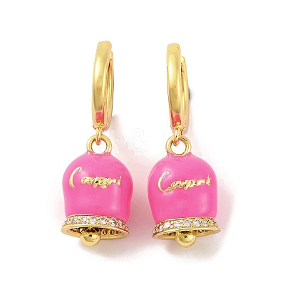 Bell Brass & Enamel Hoop Earrings for Women EJEW-U015-25G-1