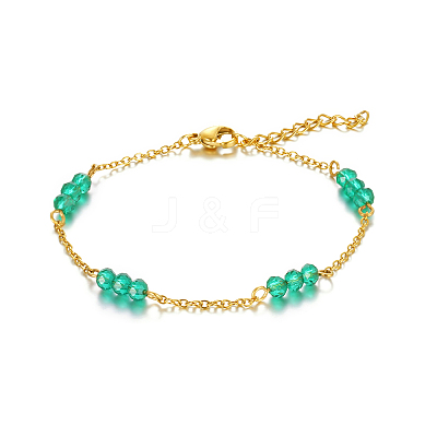 Adjustable 304 Stainless Steel with Glass Beaded Bracelet for Women ZT6670-1-1