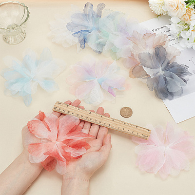 10Pcs 10 Colors Organza Flower Ornament Accessories DIY-FG0006-45-1