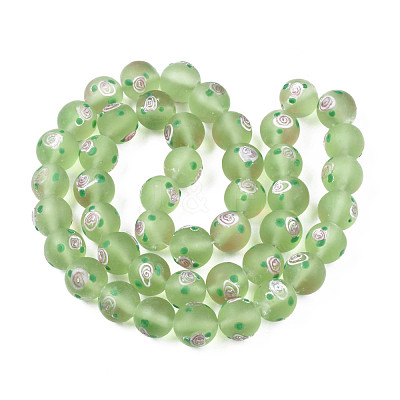Handmade Frosted Lampwork Beads Strands LAMP-N021-39E-1