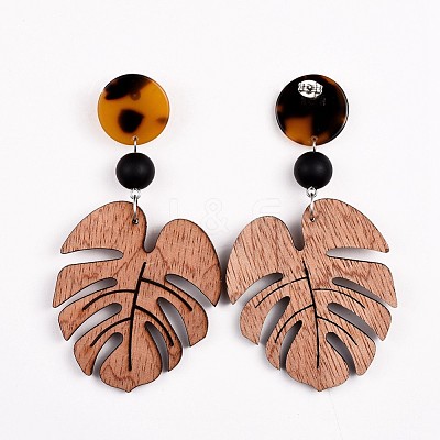 Wooden Dangle Earrings EJEW-JE03320-1