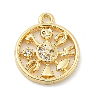 Brass Micro Pave Cubic Zirconia Pendants LS-KK-I380-20G-1