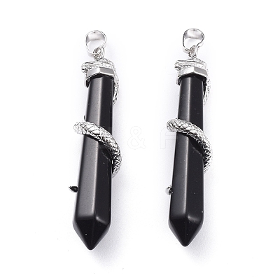 Natural Obsidian Big Pointed Pendants G-F696-B01-1