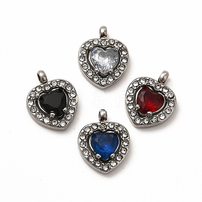 304 Stainless Steel Cubic Zirconia Pendants STAS-A076-02P-1