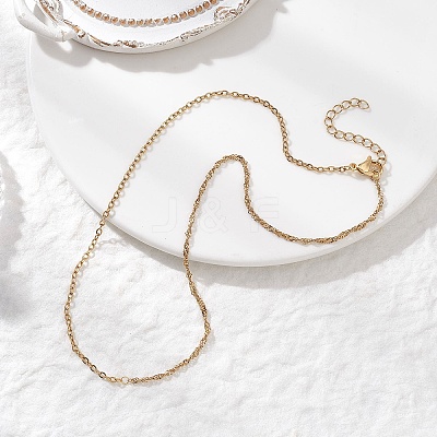 2MM 304 Stainless Steel Cable Chain Singapore Chain Necklaces for Women NJEW-JN05558-1