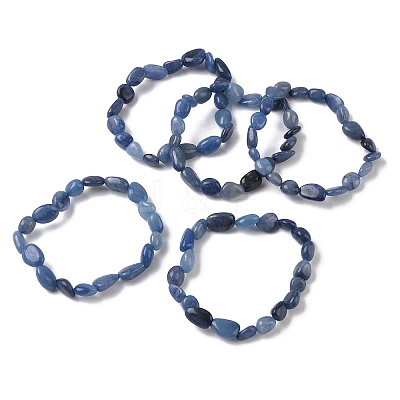 Dyed & Heated Natural Blue Aventurine Stretch Beaded Bracelets BJEW-K213-C18-1