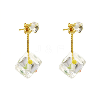 Brass Pave Cubic Zirconia Stud Earrings for Women FS-WG601E2-01-1