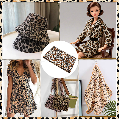 Polyester Leopard Print Pattern Fabric AJEW-WH0481-715B-1