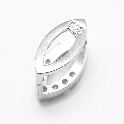 Anti-Tarnish Rhodium Plated 925 Sterling Silver Micro Pave Cubic Zirconia Pendant Bails STER-E053-07P-1
