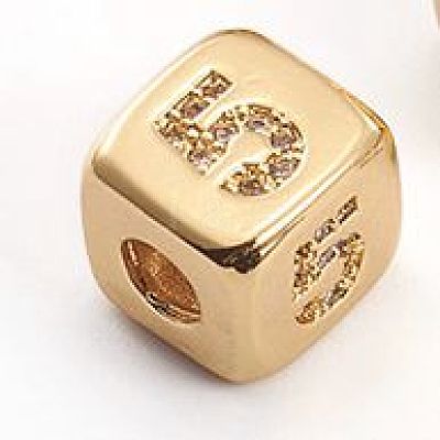 Brass Micro Pave Cubic Zirconia Beads ZIRC-L091-021G-05-1