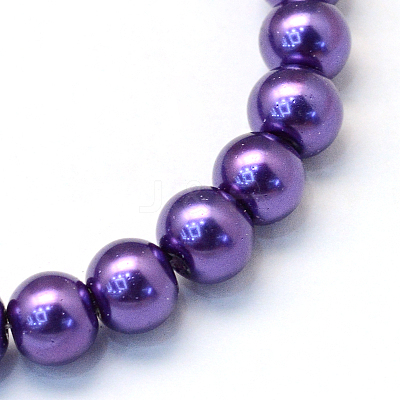 Baking Paint Pearlized Glass Pearl Round Bead Strands HY-Q003-10mm-76-1