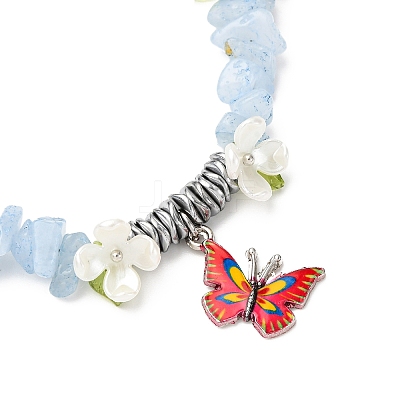 Printed Alloy Butterfly Charm Bracelets BJEW-JB12404-03-1