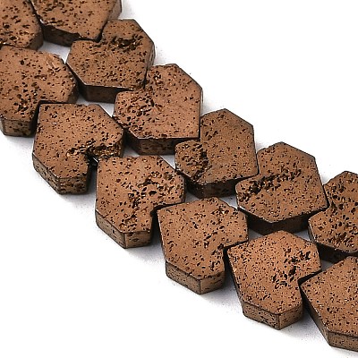 Electroplated Natural Lava Rock Beads Strands G-K388-04B-05-1