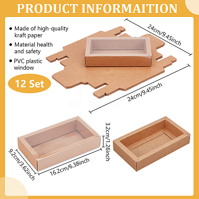 Cardboard Drawer Gift Storage Boxes with Clear Cover CON-WH0092-72C-03-1