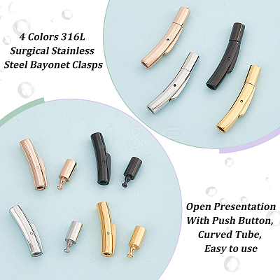 4 Sets 4 Colors 316L Surgical Stainless Steel Bayonet Clasps STAS-OC0001-17B-1
