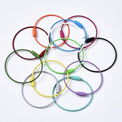 Spray Painted 201 Stainless Steel Wire Cable Keychains BJEW-T019-01-1