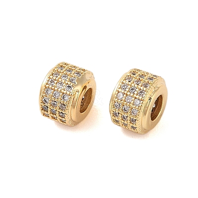 Brass Micro Pave Clear Cubic Zirconia Beads KK-B100-004G-1