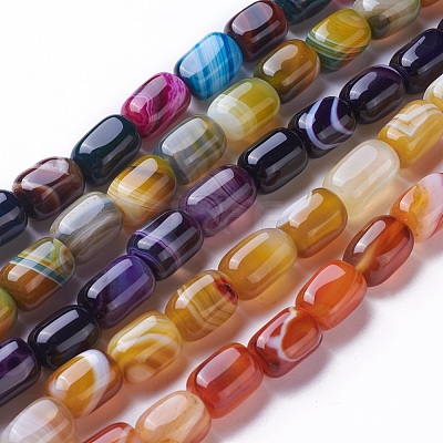 Natural Dyed Striped Agate/Banded Agate Beads Strands G-G775-B-M-1