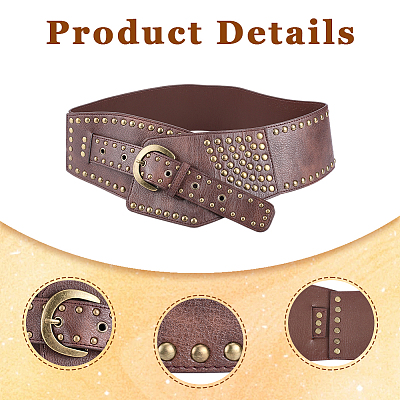 Imitation Leather with Alloy Rivet Chain Belts AJEW-WH20006-252-1