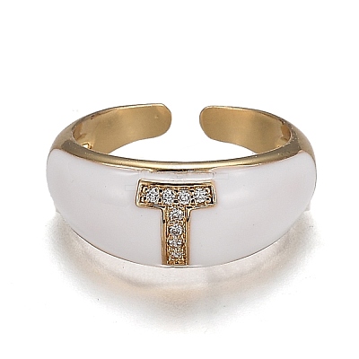 Brass Micro Pave Clear Cubic Zirconia Cuff Rings RJEW-H538-03G-T-1