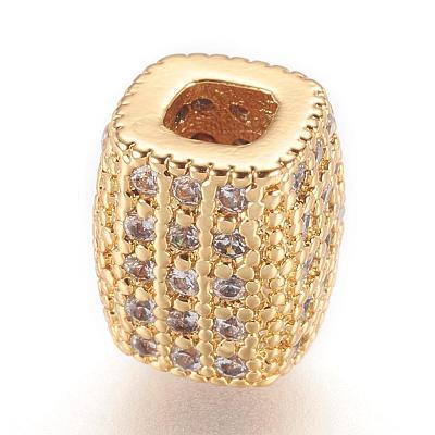 Brass Micro Pave Cubic Zirconia Beads ZIRC-F062-14G-1