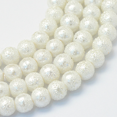 Baking Painted Textured Glass Pearl Bead Strands X-HY-Q002-6mm-01-1