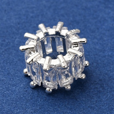 Brass Micro Pave Clear Cubic Zirconia Beads KK-D378-24S-01-1