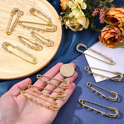 16Pcs 4 Styles Iron Rhinestone Safety Pins FIND-SC0022-25G-1