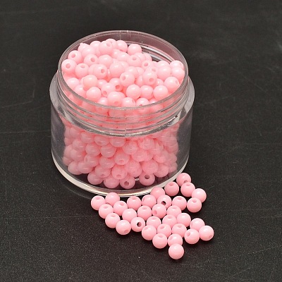 Round Opaque Acrylic Spacer Beads MACR-I036-4mm-08-1