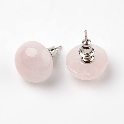 Half Round Dome Natural & Synthetic Mixed Stone Stud Earrings EJEW-L171-M-1