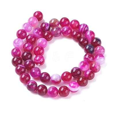 Natural Striped Agate/Banded Agate Beads Strands G-G582-6mm-56-1