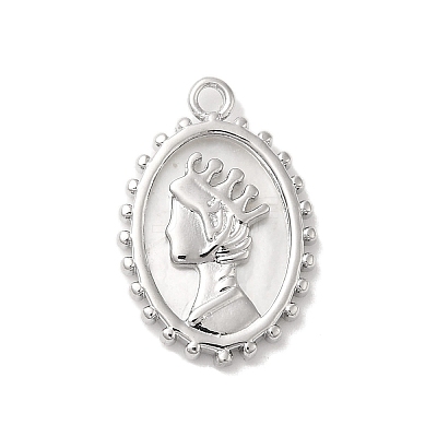 Brass Pave Shell Pendants KK-Z073-28P-1