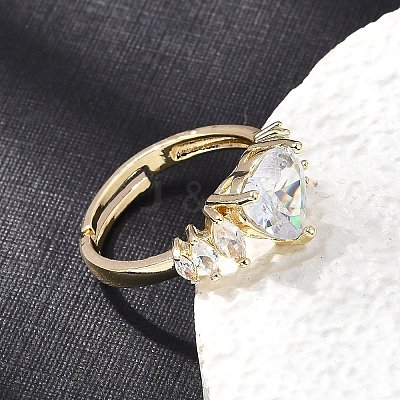 Brass Micro Pave Cubic Zirconia Cuff Open Rings CU-CBA5C10-08G-1