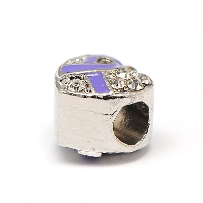 Platinum Plated Alloy Rhinestone European Beads MPDL-A023-B-1