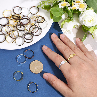 40Pcs 4 Colors Brass Pad Ring Bases KK-ME0003-97-1