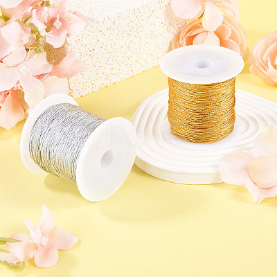 2 Rolls 2 Colors 9-Ply Round PET Metallic Thread MCOR-TA0001-03C-1