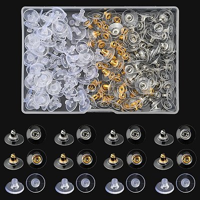200Pcs 3 Style Brass & Plastic Ear Nuts KK-YW0001-65-1