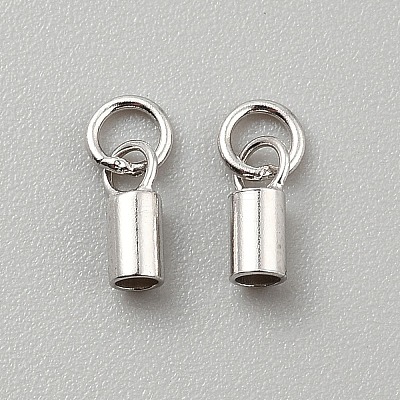 Rhodium Plated Sterling Silver Cord Ends FIND-WH0152-837A-P-1