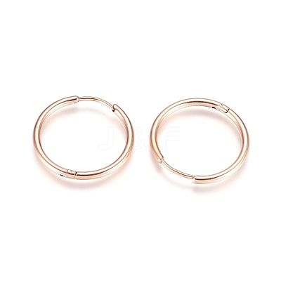 304 Stainless Steel Huggie Hoop Earrings EJEW-G272-02-20mm-RG-1