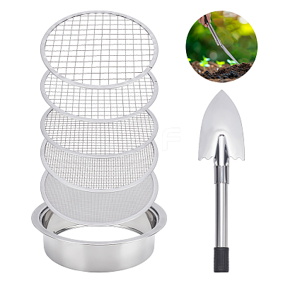 6Pcs Stainless Steel Garden Soil Sieve Set AJEW-UN0002-81-1