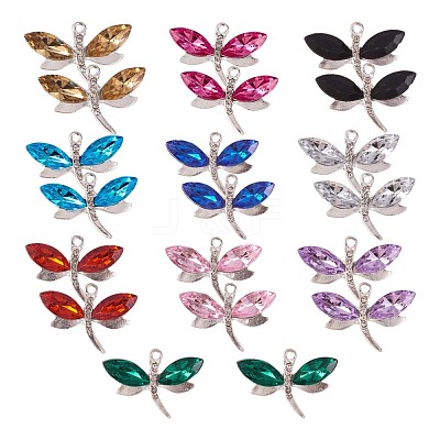 40Pcs 10 Colors Alloy Rhinestones Charms JX147A-1