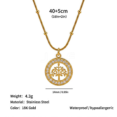 304 Stainless Steel Crystal Rhinestone Ring Pendant Necklaces WG906B2-02-1