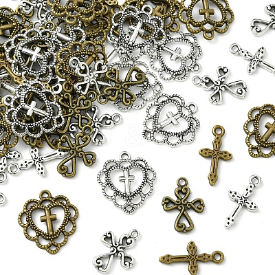 60Pcs 6 Styles Tibetan Style Alloy Pendants TIBEP-FS0001-24-1