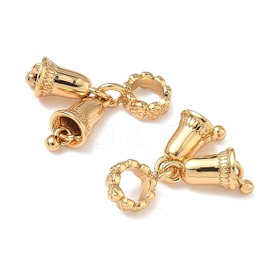 Brass Double Christmas Bell European Dangle Charms KK-H526-09G-1
