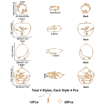 DIY 8Pairs Flower & Bird Earring Making Kits DIY-SC0015-06G-1