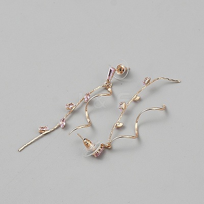 Brass Micro Pave Cubic Zirconia Dangle Stud Earrings EJEW-WH0004-192KCG-1