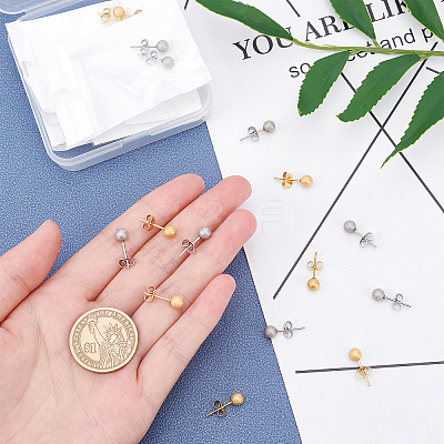 2 Colors PVD Vacuum Plating 304 Stainless Steel Stud Earrings EJEW-UN0001-44-1