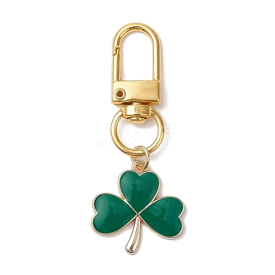 Lucky Clover Alloy Enamel Pendant Decoration HJEW-JM02502-01-1