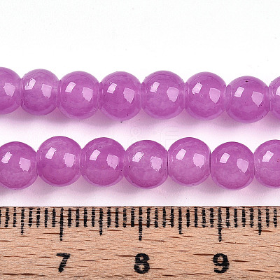 Baking Paint Imitation Jade Glass Round Bead Strands DGLA-Q021-6mm-23-1